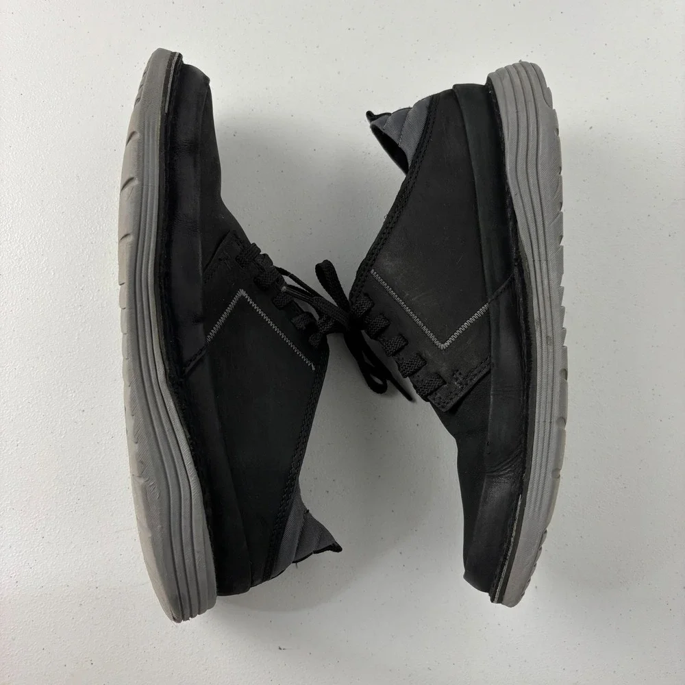 Clarks Mens Brahnz Black Leather Oxford Sneakers 8.5 Gorpcore Tech Casual Shoes
